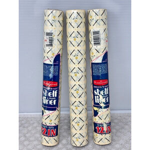 Vtg Rubbermaid Shelf Liner Smooth Easy 1988 NOS 30 sf 12" Floral Stripe Lot of 3